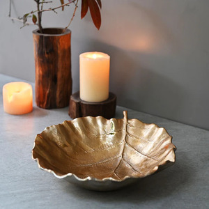 Antique <b>Leaf</b> Design Best Manufacturer Gold <b>Leaf</b> Serving Bowl Handmade Bowl Brass - Product Image 1