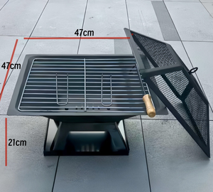 Poêle à granulés de bois moderne multifonctionnel en métal et bois, barbecue extérieur couvert, foyer de chauffage - Durable et portable pour le camping/les fêtes - Product Image 2