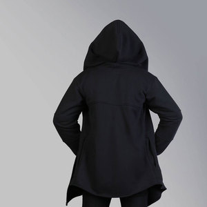 Sudadera con capucha de algodón 100% para hombre, estilo largo, con cremallera completa, moda urbana, logotipo personalizado, OEM, venta al por mayor - Product Image 2