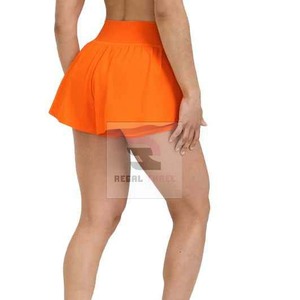 Custom Double Layer High Waisted <b>With</b> <b>Zip</b> <b>Pocket</b> <b>Shorts</b> Polyester <b>Shorts</b> - Product Image 3