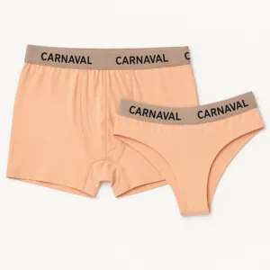 Conjunto de Lencería para Pareja Color Salmón CARNAL, 95% Algodón, 5% Elástico, para Él y Ella, con Sujetadores y Braguitas Elegantes - Product Image 2