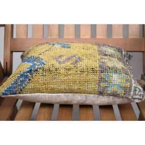 หมอนผ้าขนแกะสีเหลืองสไตล์วินเทจแบบชนบทขนาด14x14นิ้วหมอนผ้าทอมือ - Product Image 5