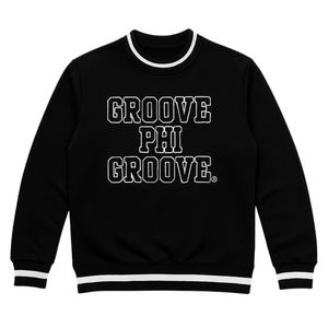Groove Phi Groove Social Fellowship <b>Black</b> Crewneck <b>Sweatshirt</b> 100 Cotton Fleece Chenille Embroidery Greek Fraternity Apparel <b>Men</b> - Product Image 3