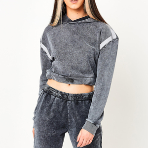 Sweat à capuche de haute qualité pour femmes 100% coton prélavé en polaire Style pull avec poche à capuche Design solide pour l'hiver - Product Image 1