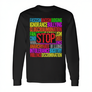 Camiseta de Manga Larga de Algodón para Adultos, Contra la Discriminación, la Ignorancia, la Violencia, el Miedo, el Racismo, Ropa de Concientización - Product Image 2
