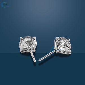 Boucle d'oreille en or blanc massif 14 carats 2.6TCW ronde coupe brillante boucle d'oreille de tous les jours pour ses boucles d'oreilles en moissanite incolore - Product Image 4