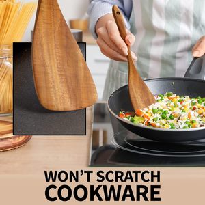 IRIS-Cucharas y utensilios de madera para cocina moderna, mango suave y cómodo de teca ecológico, antiadherente, para una cocción suave - Product Image 3