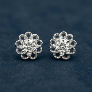 Pendientes de Plata Zarkan con Diseños Florales y Geométricos de Moda, Chapados en Oro Rosa y Oro, para Bodas, Compromisos y Fiestas, con Perlas y Diamantes - Product Image 1