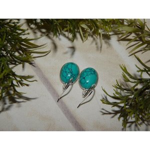 Boucles d'oreilles en pierres précieuses turquoise faites à la main bijoux en argent sterling 925 avec des accents en or rose E0228-GS de cadeau de mariage parfait - Product Image 3