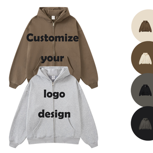 High Quality 100% Cotton Zip <b>Hoodie</b> for <b>Men</b> Wholesale Custom Logo Printing <b>Oversized</b> Heavyweight <b>Fleece</b> DDP Shipping - Product Image 1
