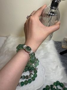 สร้อยข้อมือฟลูออไรต์สีเขียวหรูหราสำหรับเครื่องประดับอัญมณีทำด้วยมือรักษาทางจิตวิญญาณที่ใส่ได้พอดีและมีสไตล์ที่เป็นเอกลักษณ์ - Product Image 6