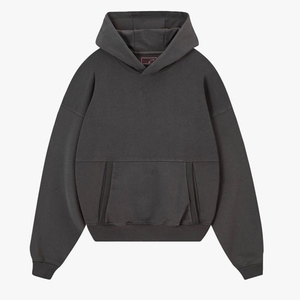 Sweat à capuche pour hommes, poids lourd, coupe boxy, épaules tombantes, pull ample, coton épais mélangé, streetwear, pulls à capuche - Product Image 2