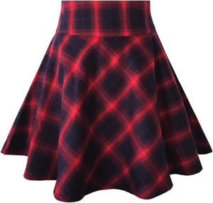 Mini-jupe d'hiver pour femme en tissu écossais, plissée, coupe trapèze, avec taille élastique chaude en laine - Product Image 6