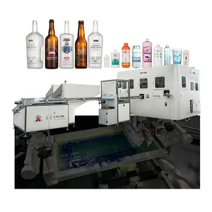 Máquina de estampado en caliente de 6 estaciones de 6 colores, máquina rotativa de serigrafía de botella de vidrio automática de seda