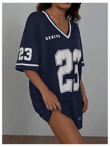 เสื้อเจอร์ซีย์ฟุตบอลคอวีขนาดใหญ่พิเศษใส่สบายมีสไตล์ยูนิเซ็กส์ใส่ Y2k - Product Image 4