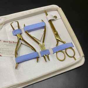 ชุดเครื่องมือต่อผมไมโครลูกปัดชุบทองโลโก้แบบกำหนดเองคลิปจระเข้กรรไกรตัดผมเหล็กวัสดุโลหะทนทาน - Product Image 4