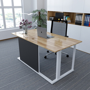 โต๊ะทำงานผู้บริหารร่วมสมัย 80x160 ซม. ไม้ยางพารา ขาเหล็ก-BGD68042 - Product Image 1