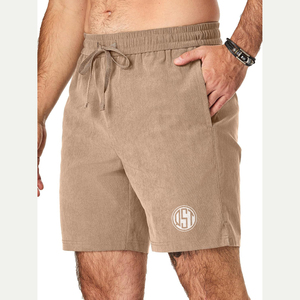 Shorts de sport décontractés pour hommes, taille mi-haute, en laine et 100 % polyester, écologiques, respirants et à séchage rapide, vente en gros - Product Image 3