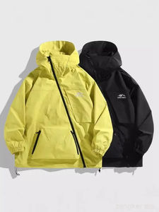 Veste d'extérieur décontractée pour hommes, printemps-automne, fermeture à glissière diagonale noire, sweat à capuche tendance, grand tissu en toile imperméable 200kg 12XL - Product Image 4