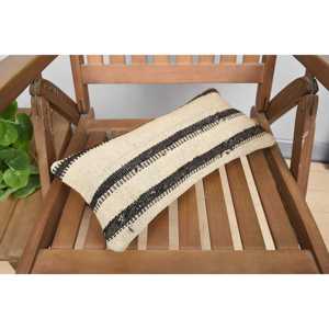 Almohada de lana de retazos Beige Kilim, cojín decorativo de 8x16 pulgadas con patrón de hojas esponjosas Vintage para sofás - Product Image 5