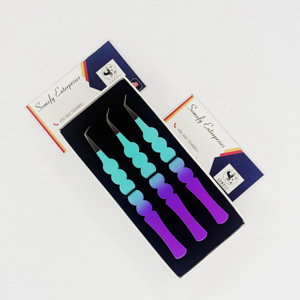 Pince à épiler à pointe en fibre d'extension de cils en acier inoxydable à deux tons de marque privée nouvelle collection de design produit durable - Product Image 4