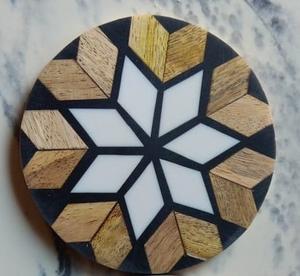 Modern resin inlay walnut <b>coasters</b> handmade decorative <b>coaster</b> set for dining <b>table</b> office desk tea bar home decor gift option - Product Image 3