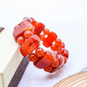 กำไลข้อมือพลอยคาร์เนเลียนธรรมชาติที่เป็นเอกลักษณ์สำหรับผู้หญิงสร้อยข้อมือแบบรัดสายรักษาจักระเครื่องประดับขายส่ง - Product Image 4