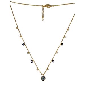 Collier pendentif tendance or mauvais œil avec breloques suspendues style métal - Product Image 1