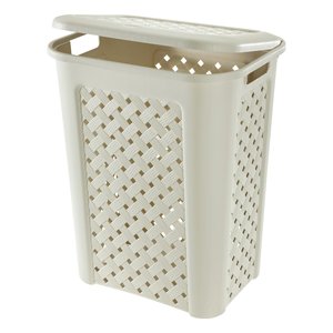 Arianna Plastic Laundry <b>Basket</b> 30L Angora Color With Lid And Handle For <b>Storage</b> - Product Image 1