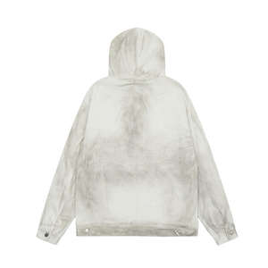 Trendy Brand Straps Design Hooded Denim <b>Sweatshirt</b> Unisex American <b>Retro</b> Washed Distressed Pullover Hoodies - Product Image 4