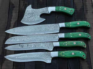 Vente chaude Professionnel En Acier Damas Chef Couteau Ensemble 5 Pcs Palissandre Manche En Acier Artisanat International Écologique Logo Personnalisé - Product Image 6