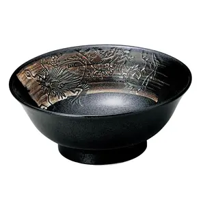 Set mangkuk nasi melamin porselen, hitam keramik Ramen