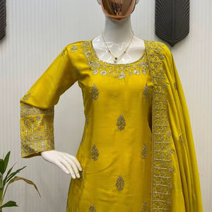 PAIRE DE PLAZZO EXCLUSIVE AVEC SEQUENCE BRODERIE TRAVAIL produits tendance Costume sarara tendance - Product Image 1