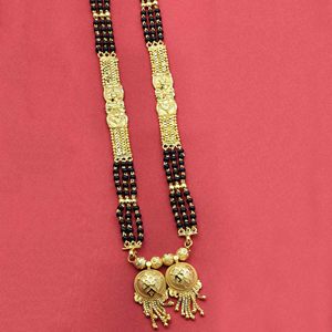 Venta al por mayor 24K Micro Gold Plated Long Pendant Mangalsutra, joyería de moda, Micro Gold Filled Traditional Indian Wedding Jewelry. - Product Image 5