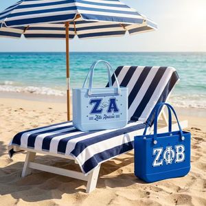 Sorority Sisterhood Gift Custom EVA Beach Bag Waterproof Rubber Tote Large Capacity with Greek Letters for Rush Week Events - Product Image 2