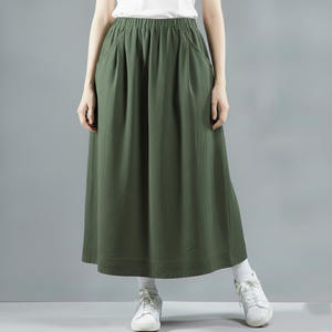 Jupe mi-longue décontractée pour femme, coupe ample, taille élastique, lavable, en spandex/polyester - Product Image 6