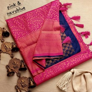Sari original Minakari Heavy Zari Border y Heavy Weaving Work hecho de seda - Product Image 5