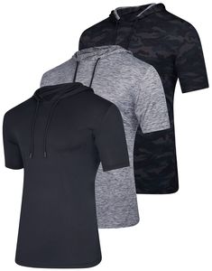Chemises de sport pour hommes, T-shirt à l'humidité Dry Fit, T-shirts à manches courtes Gym Athletic - Product Image 3