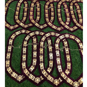 Freemason Grand Master Apron <b>Set</b> Handmade with Collar chain Masonic Royal Arch Past High Priest Red Beaded Gold Plated 2025 - Product Image 5