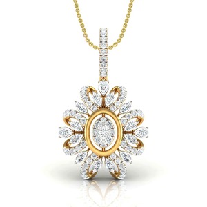Colgante de Diamante Redondo Brillante con Corte en Flor, 0.62 Ct E-F VVS-VS, Diamante Cultivado en Laboratorio en Oro Sólido de 14K, Regalo de Aniversario de Bodas - Product Image 3