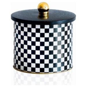 1.7L กระป๋องโลหะทรงกลมพร้อมที่จับลูกบิดดีไซน์กระดานหมากรุก Ø140x125mm - Product Image 1