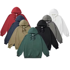 360g Sudadera con cremallera grande Logotipo personalizado Frente en relieve Alta calidad 100% Algodón Estilo callejero Unisex Sudadera deportiva suelta - Product Image 5