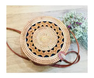 New Design 100% Handmade Elegant Straw Rattan Cross body Wallets Summer Bags For Women Made In Vietnam