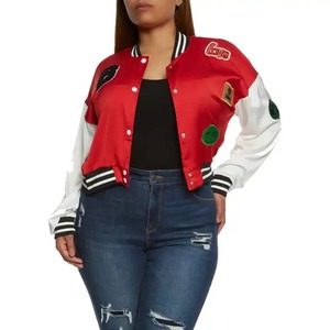 เสื้อแจ็คเก็ตตัวแทนของผู้หญิงที่ทันสมัยที่กําหนดเองหลวมลําลองพิมพ์เสื้อแจ็คเก็ตเครื่องบินทิ้งระเบิดชุดเบสบอลสีสันสดใส - Product Image 6