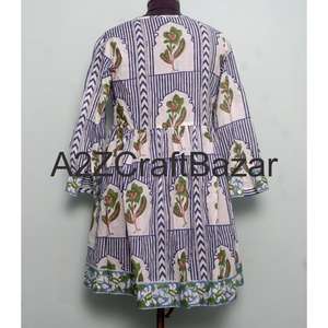 Robe mi-longue moulante à manches longues et col en V, en coton 100%, à imprimé floral bohème, faite à la main, pour l'été, formelle, avec tissu lavable - Product Image 5