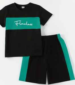 Short à manches courtes pour garçons, haut de sport cool à la mode, short imprimé lettre, costume pour garçon à la mode, adapté aux sports, activités de plein air, - Product Image 6