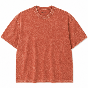 เสื้อยืดลายพิมพ์กรดฟอกทรงหลวม แขนสั้น คอกลม ผ้าฝ้าย 100% สไตล์ลำลอง สำหรับผู้ชาย ออกแบบลายพิมพ์ด้านหน้าได้ตามต้องการ - Product Image 4