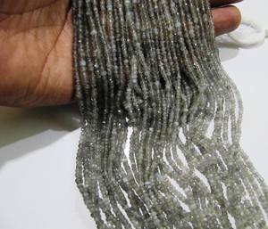 Cuentas facetadas Rondelle de piedra lunar gris natural 3-4mm Strand 13 pulgadas de largo - Product Image 2