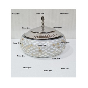 Marmite de nourriture de taille personnalisée de forme ronde plat de casserole de service de nourriture d'hôtel de nacre de qualité de luxe avec le couvercle en acier - Product Image 3