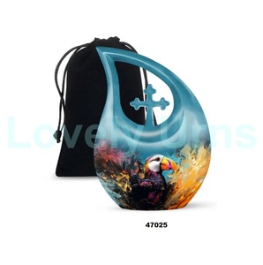 Urna para adultos de cremación de pájaros frailecillos con gota de lágrima cruzada hermosa superventas para cenizas humanas con bolsa de terciopelo gratis - Product Image 5